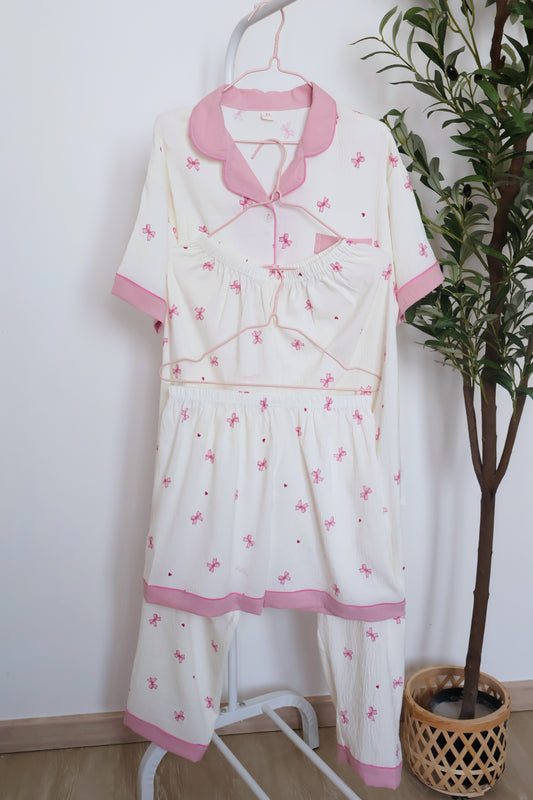 Bow Dreams PJ Set - Cotton - 3 Pcs