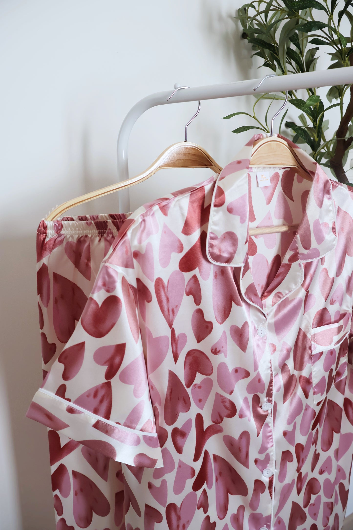 Sweetheart Pink PJ Set- Short Sleeve+Long Pants